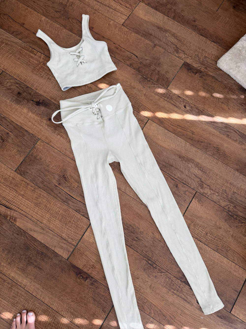 Year Of Ours Women's Cream Ribbed High-Waist Leggings